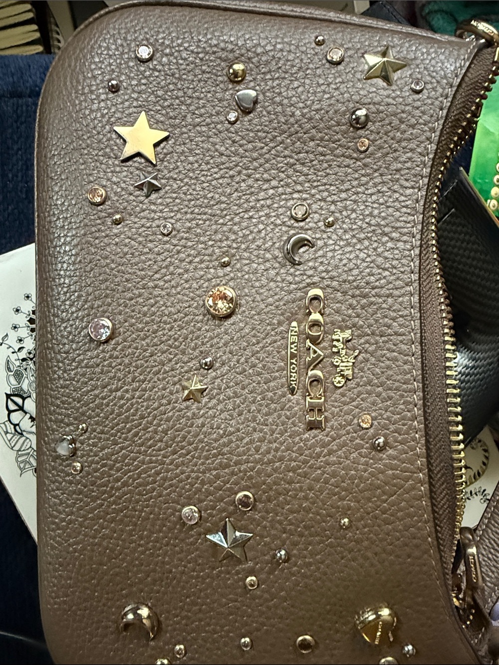 24 HRS SALE*****NWT COACH CCZ99 Teri Shoulder Bag With Rivets Gold/Dark Stone - Picture 2 of 11